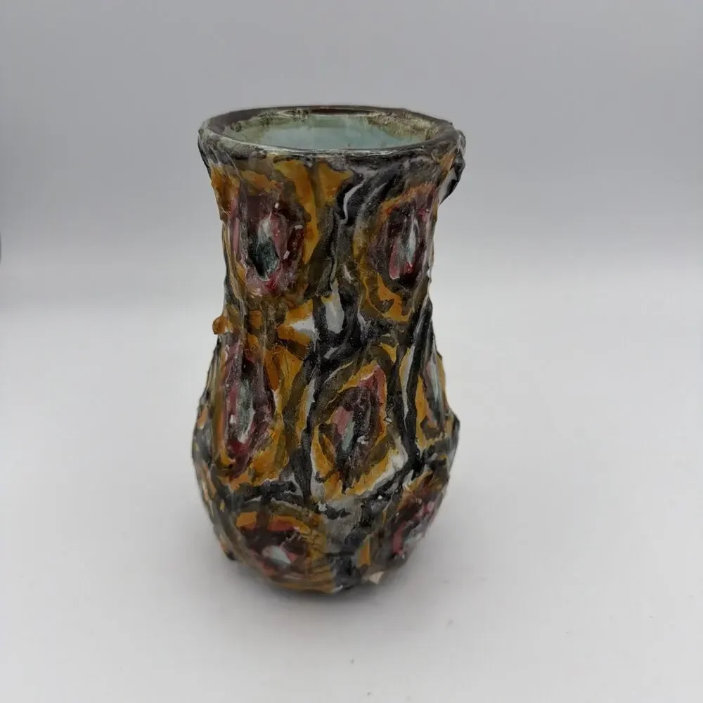 Fratelli Piscitello Italy Ceramic Abstract  Vase Circa 1960s MCM 3D Texture